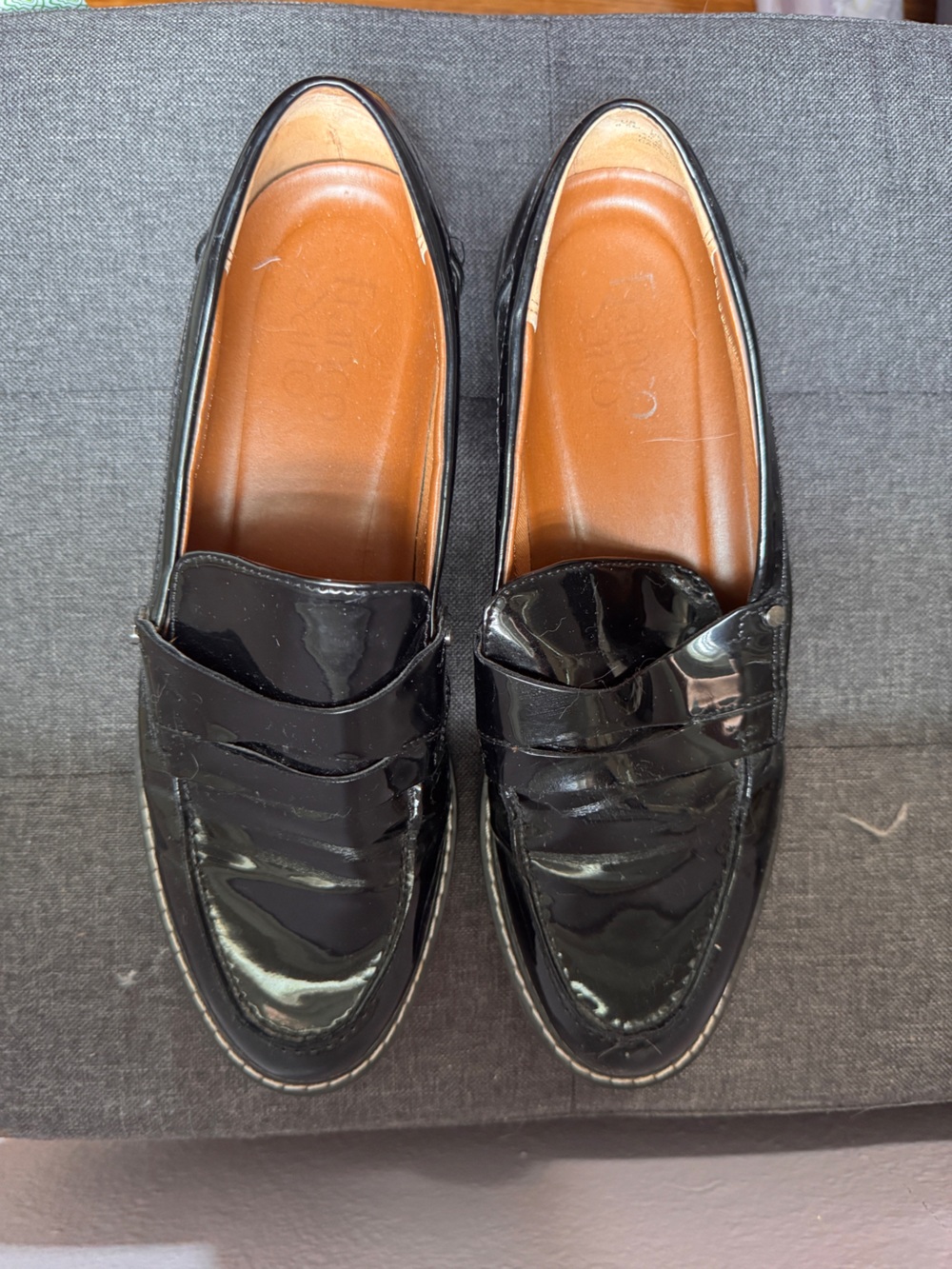 Franco Sarto Black Patent Leather Penny Loafers